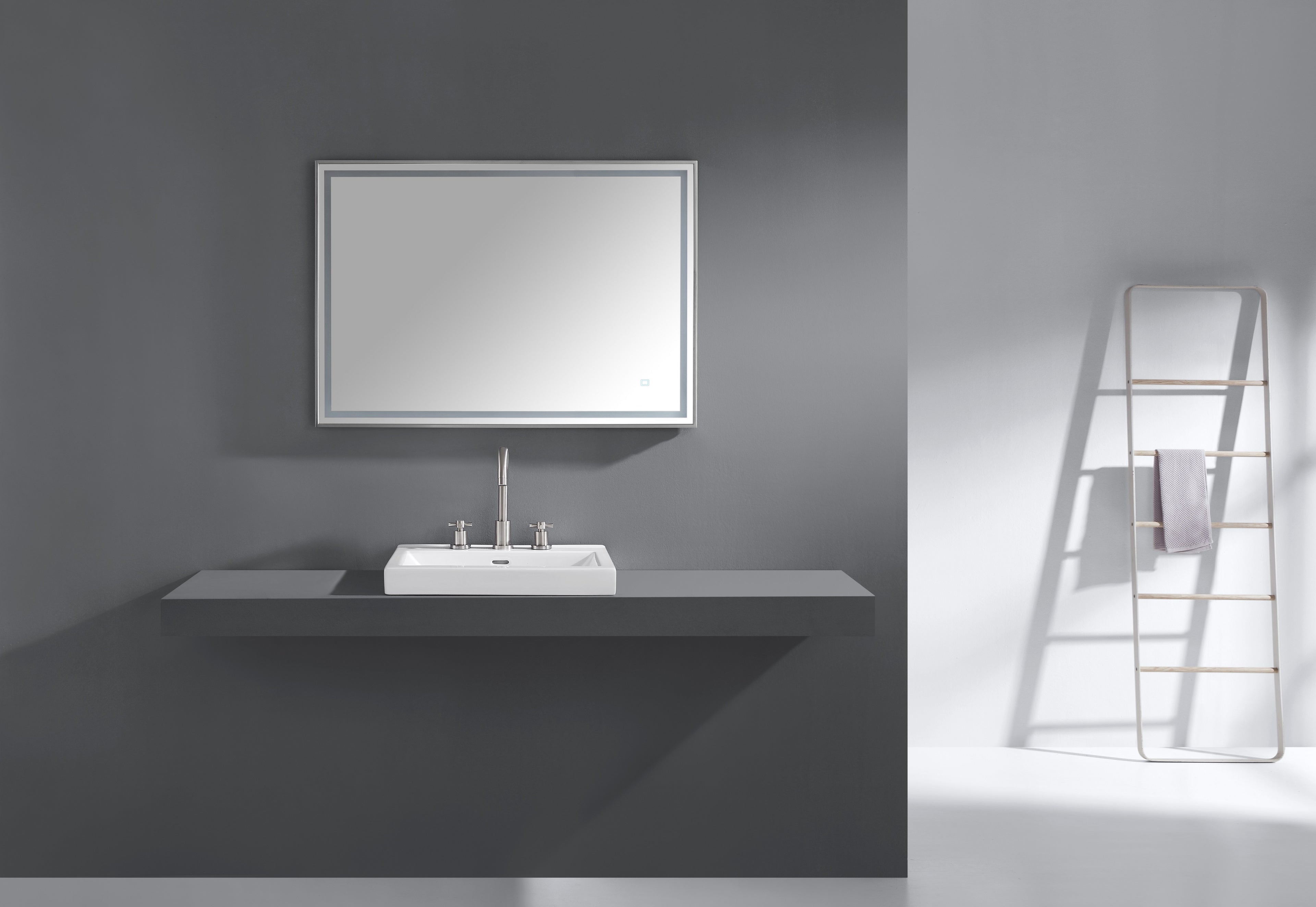 39 in. LED Bathroom Mirror with Stainless Steel Metal Frame