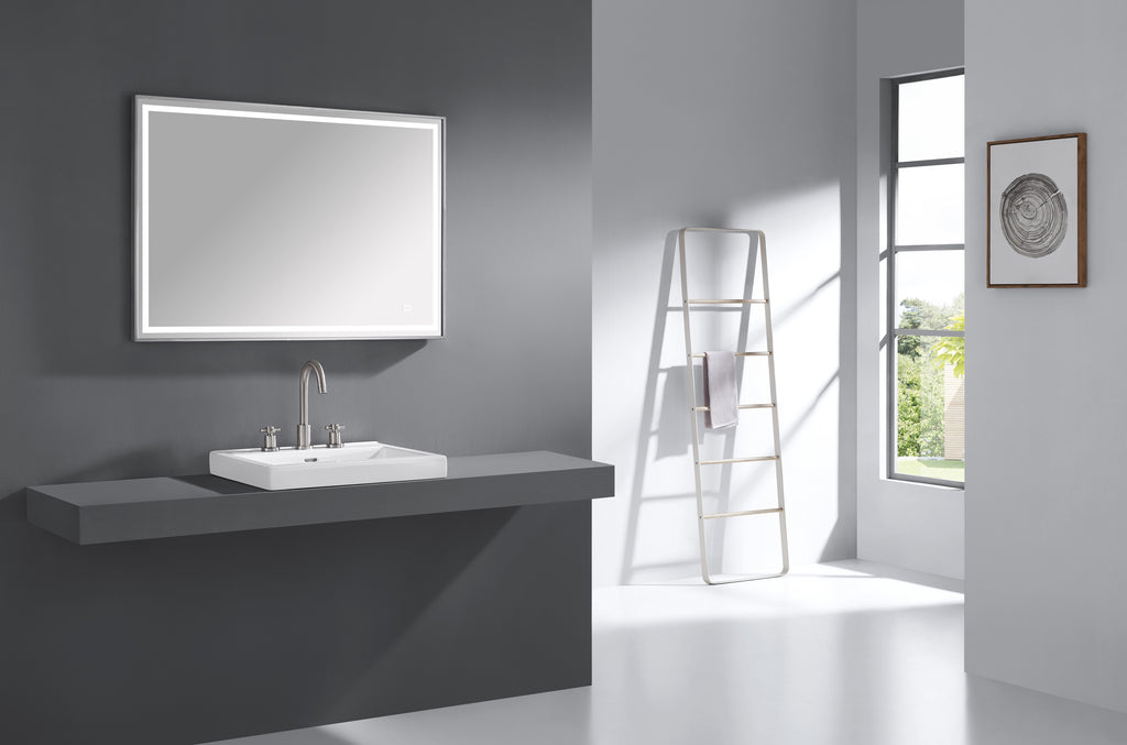 39 in. LED Bathroom Mirror with Stainless Steel Metal Frame