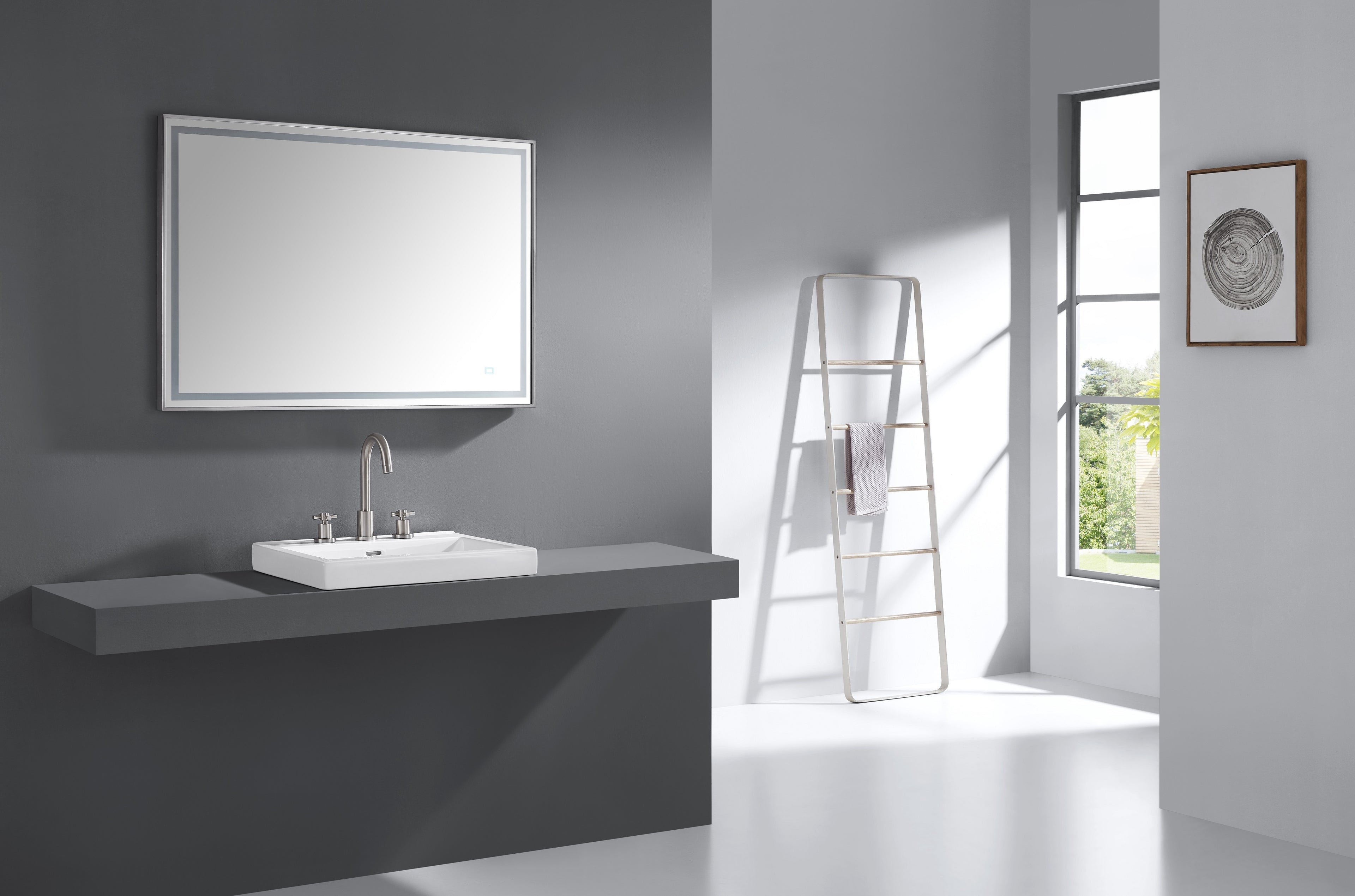 39 in. LED Bathroom Mirror with Stainless Steel Metal Frame