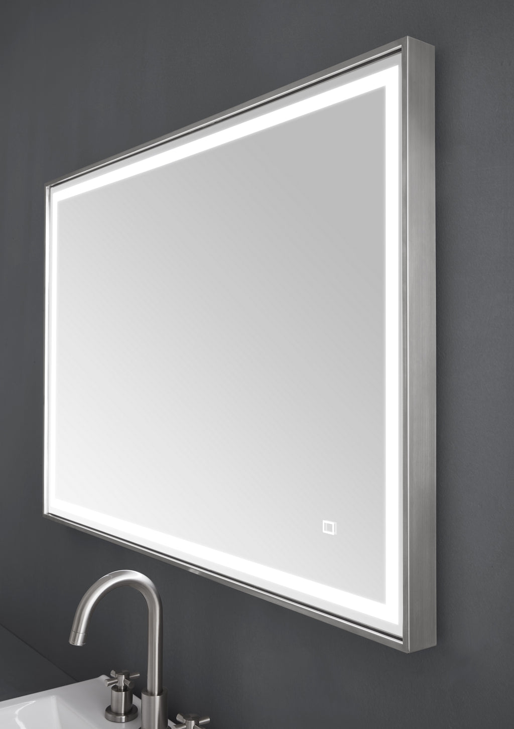 39 in. LED Bathroom Mirror with Stainless Steel Metal Frame