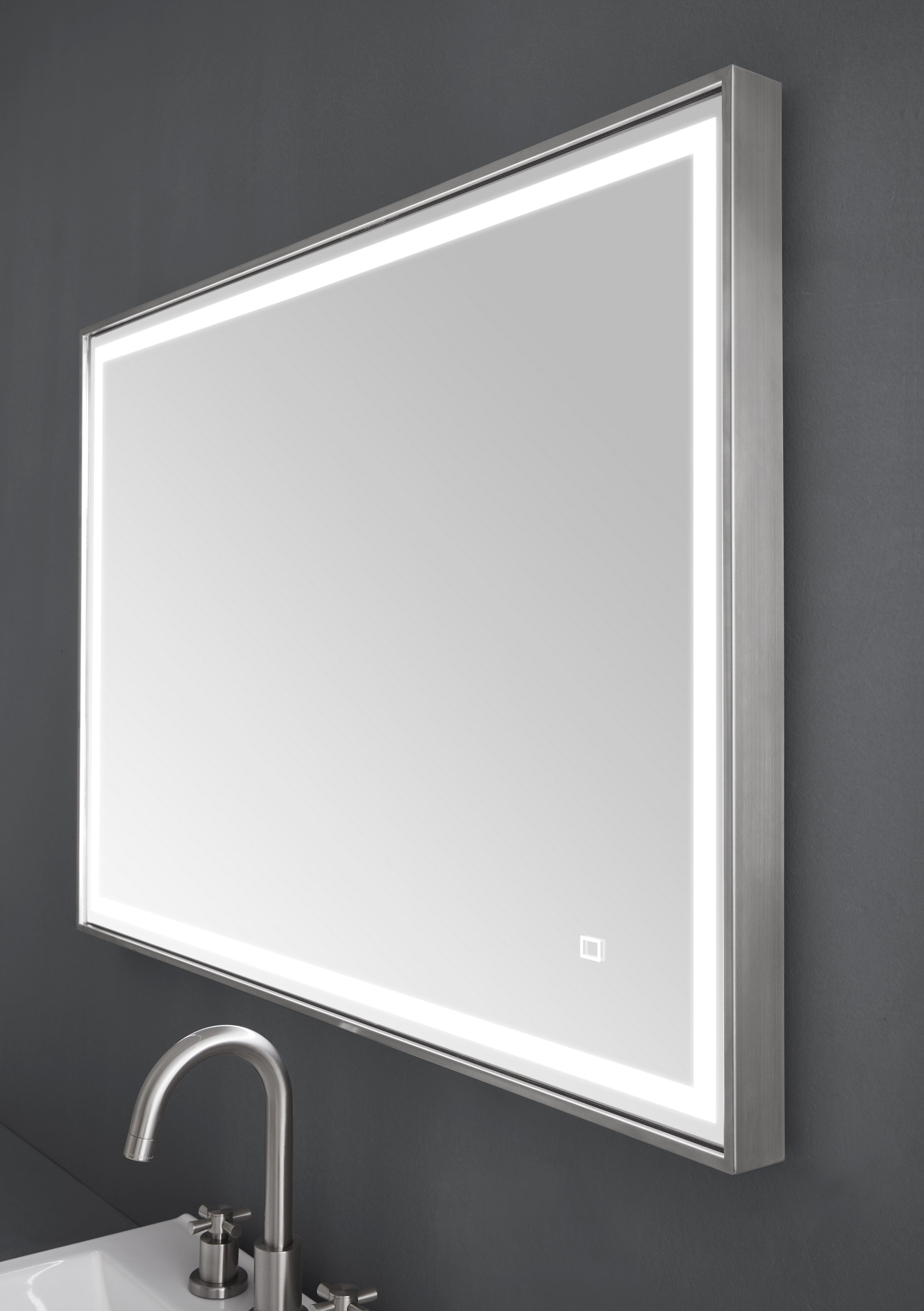 39 in. LED Bathroom Mirror with Stainless Steel Metal Frame