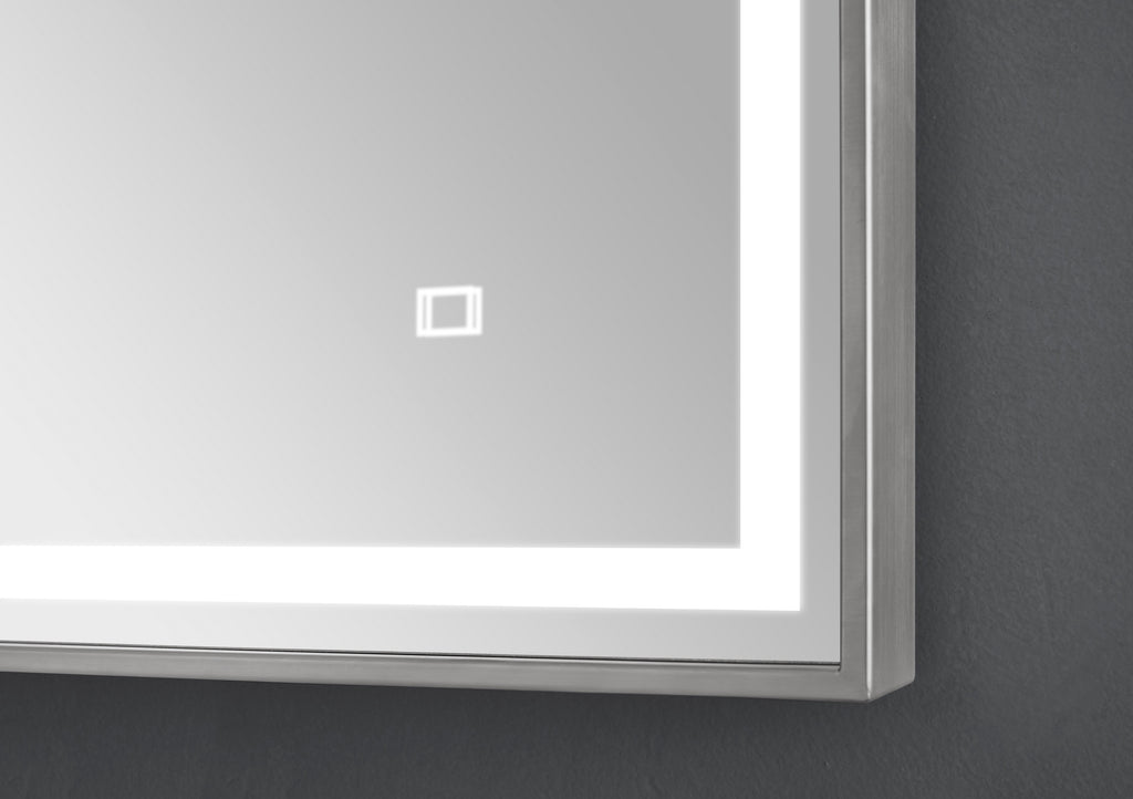 39 in. LED Bathroom Mirror with Stainless Steel Metal Frame
