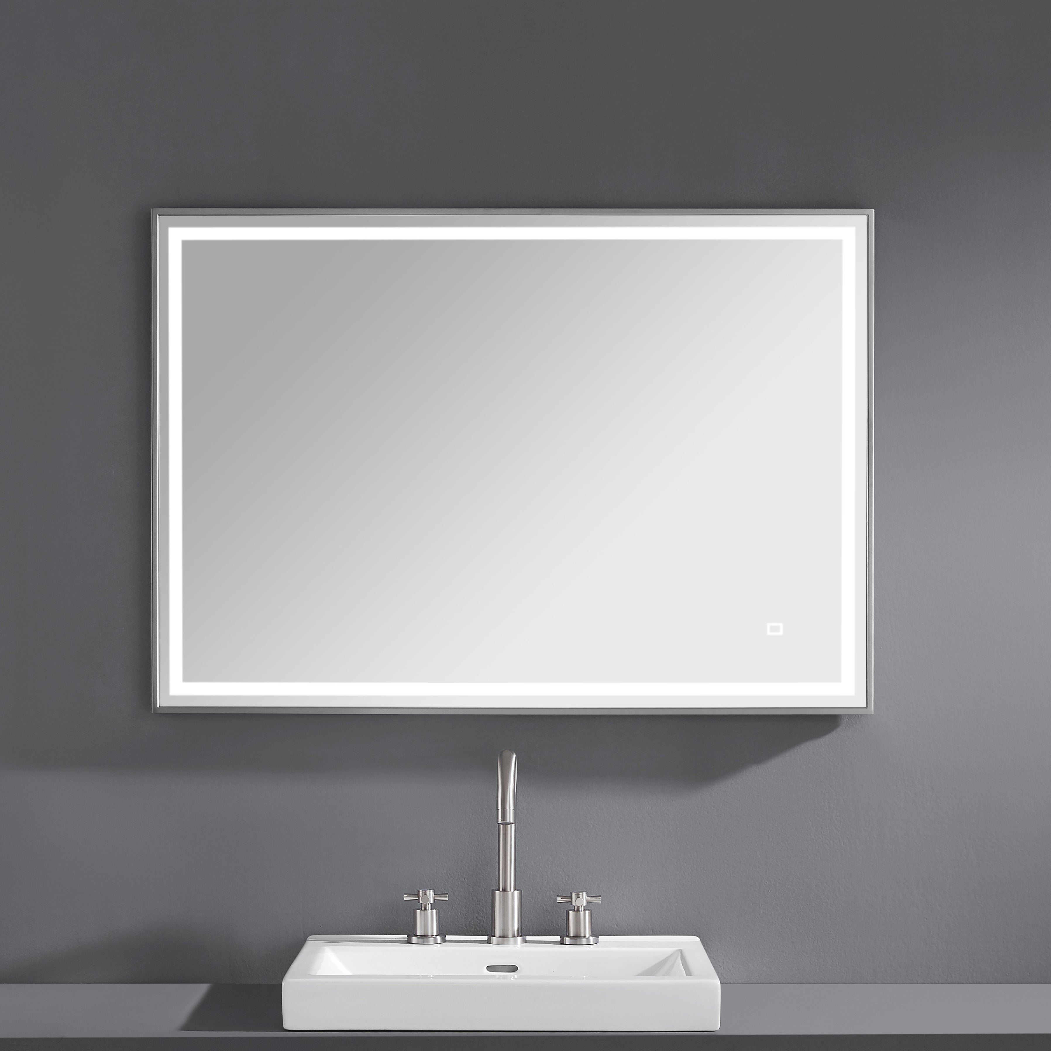 39 in. LED Bathroom Mirror with Stainless Steel Metal Frame