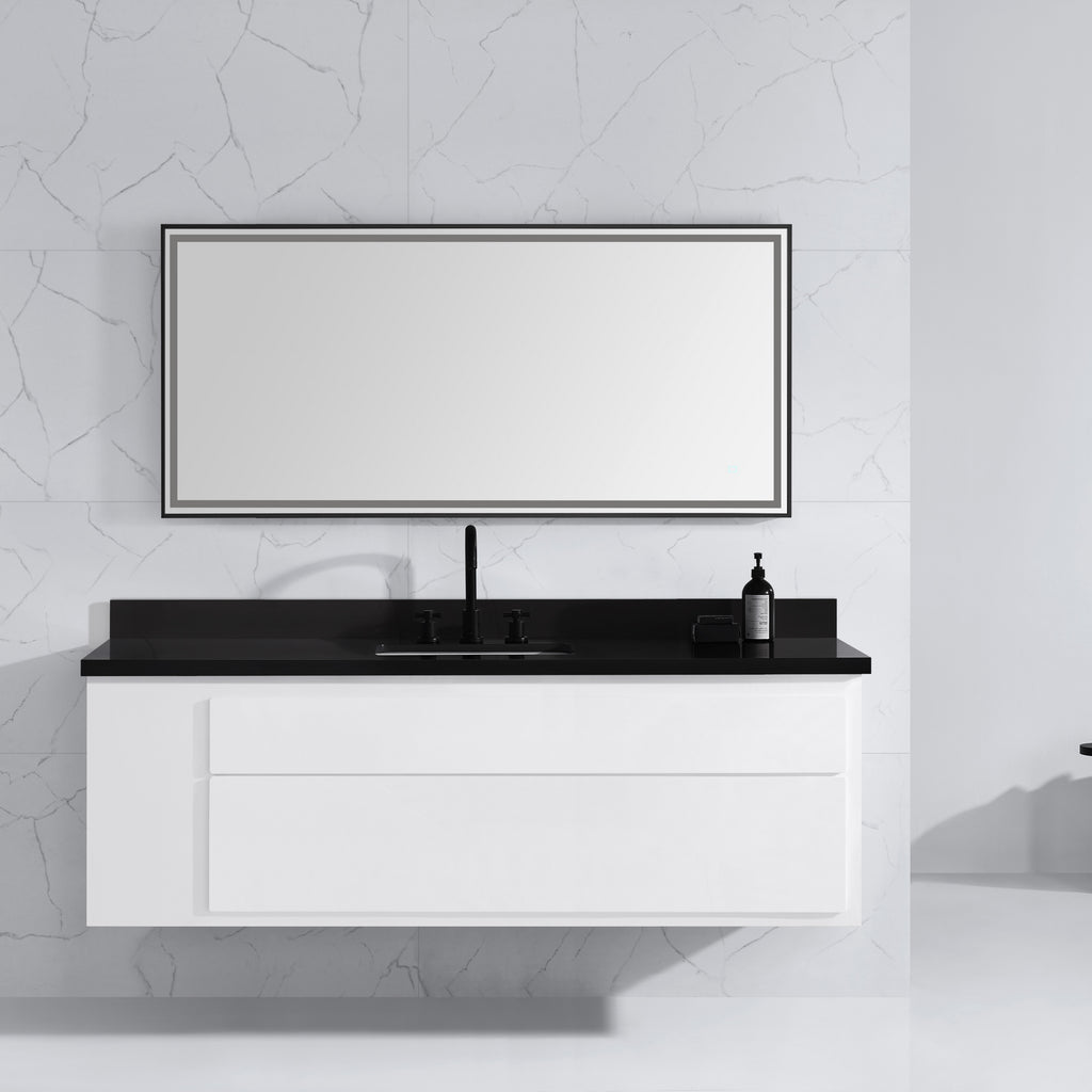 59 in. LED Bathroom Mirror with Stainless Steel Metal Frame