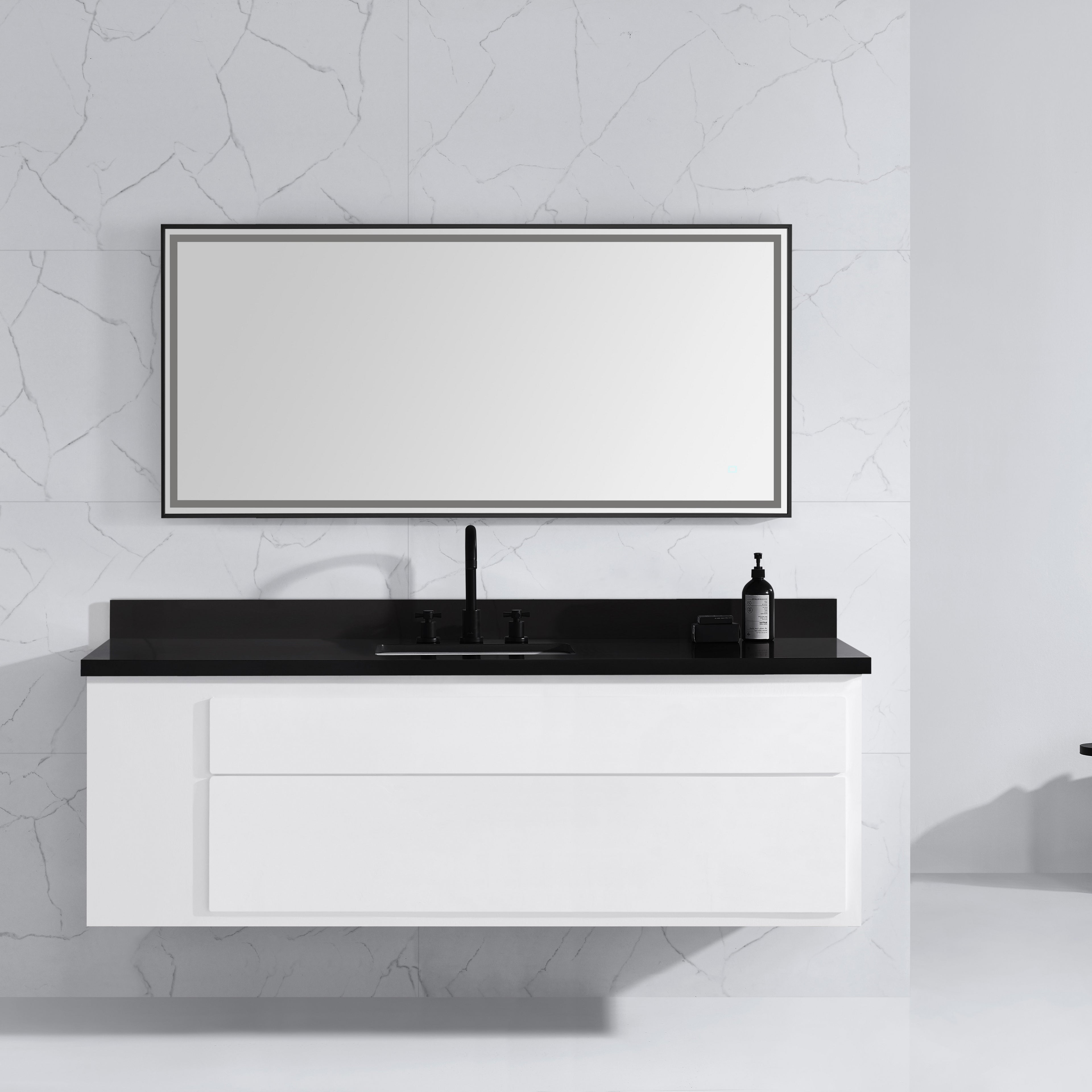 59 in. LED Bathroom Mirror with Stainless Steel Metal Frame