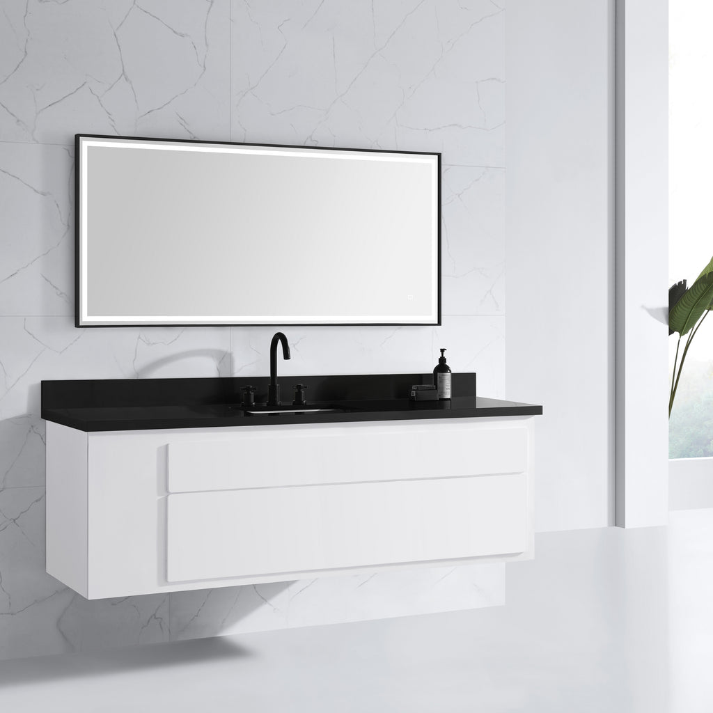 59 in. LED Bathroom Mirror with Stainless Steel Metal Frame
