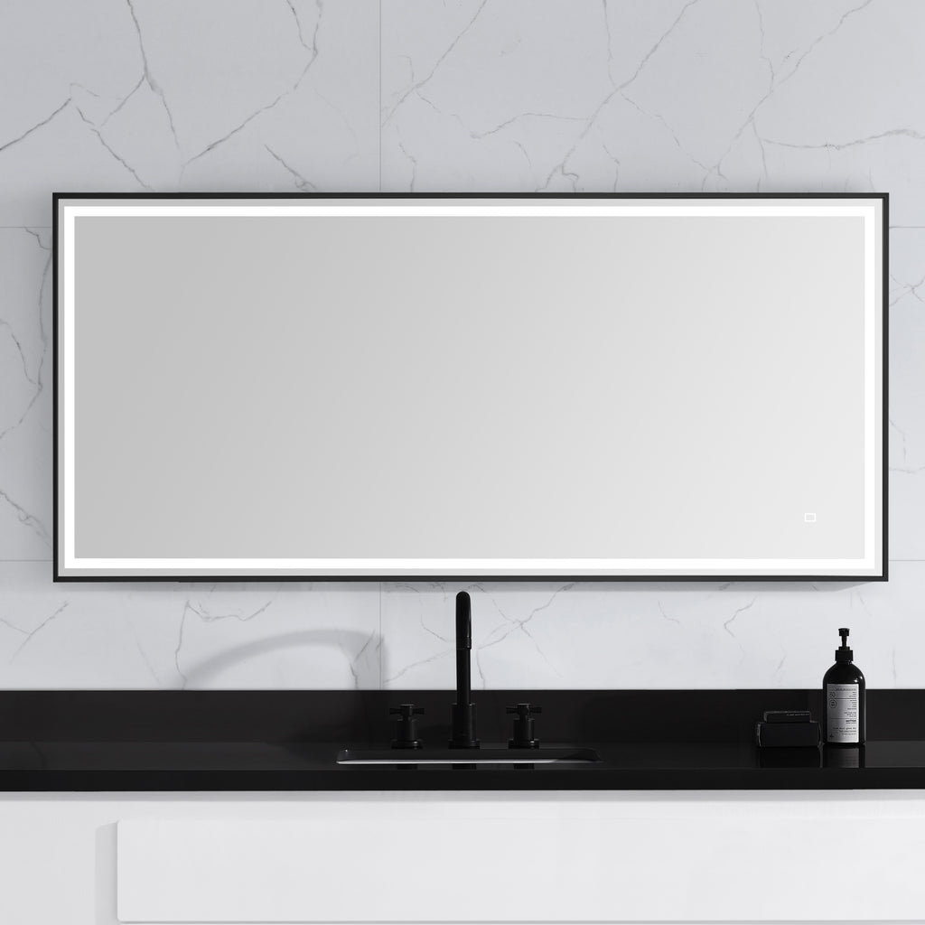 59 in. LED Bathroom Mirror with Stainless Steel Metal Frame