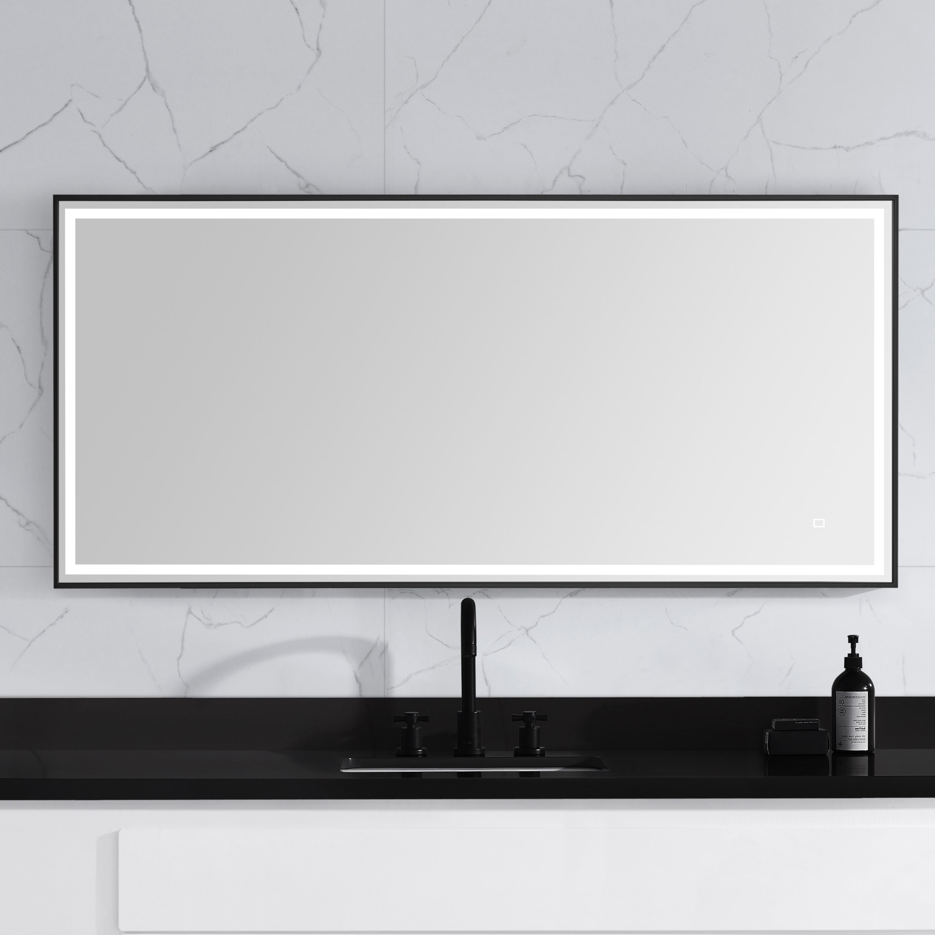 59 in. LED Bathroom Mirror with Stainless Steel Metal Frame