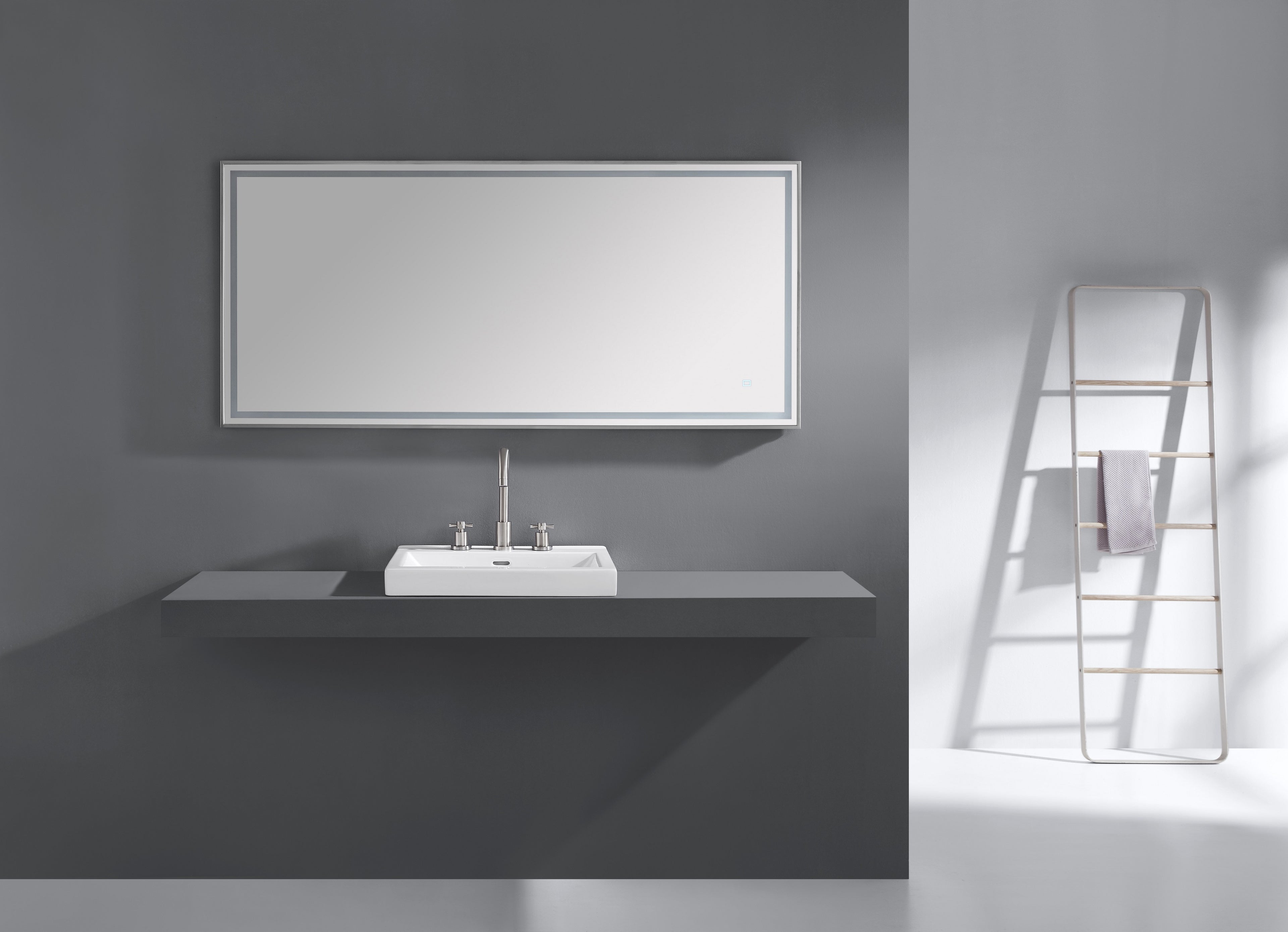59 in. LED Bathroom Mirror with Stainless Steel Metal Frame