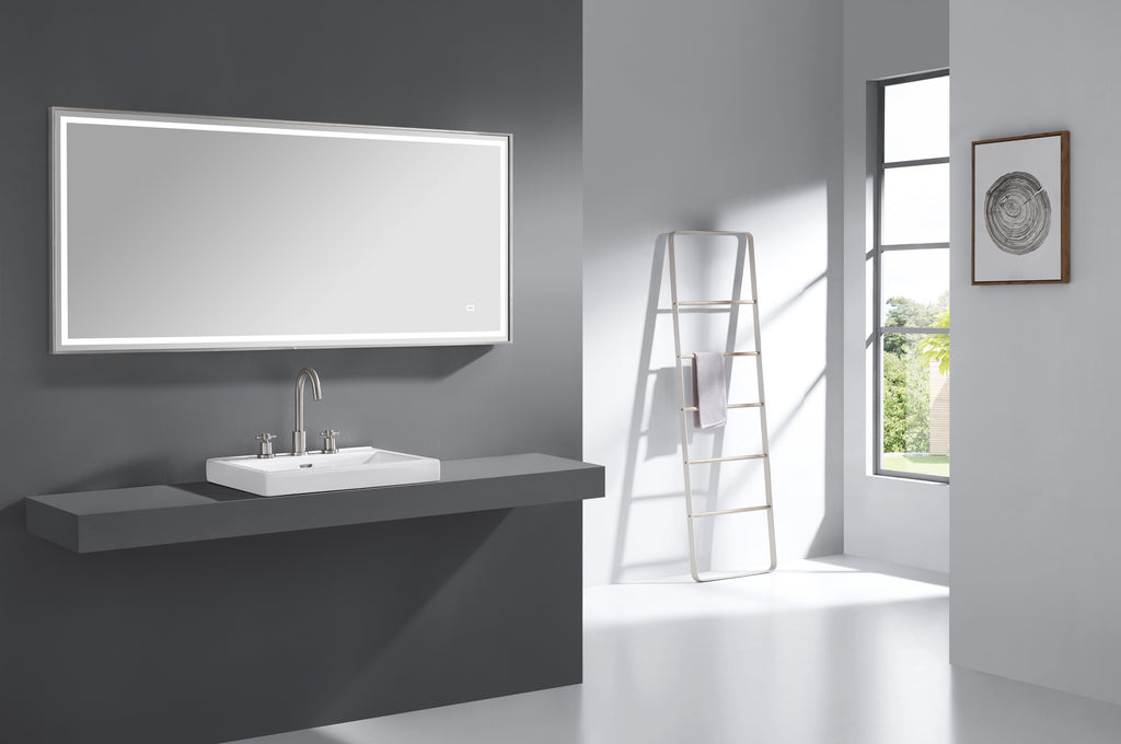 59 in. LED Bathroom Mirror with Stainless Steel Metal Frame