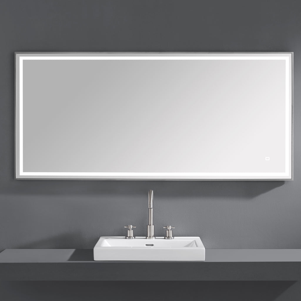 59 in. LED Bathroom Mirror with Stainless Steel Metal Frame