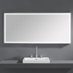 59 in. LED Bathroom Mirror with Stainless Steel Metal Frame