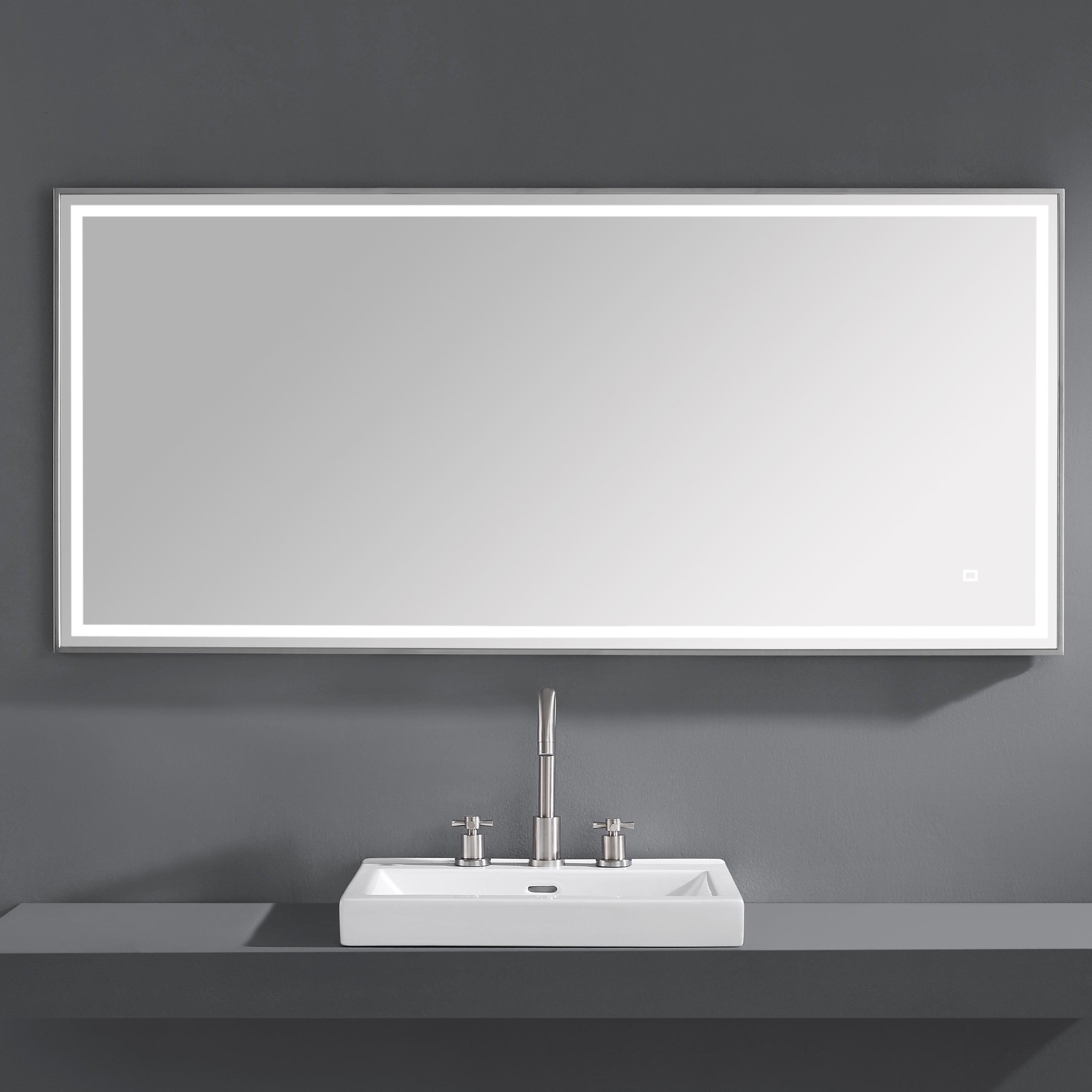 59 in. LED Bathroom Mirror with Stainless Steel Metal Frame