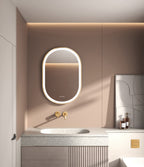 Elston 22" x 32" pill front lit LED mirror with Brushed Gold frame
