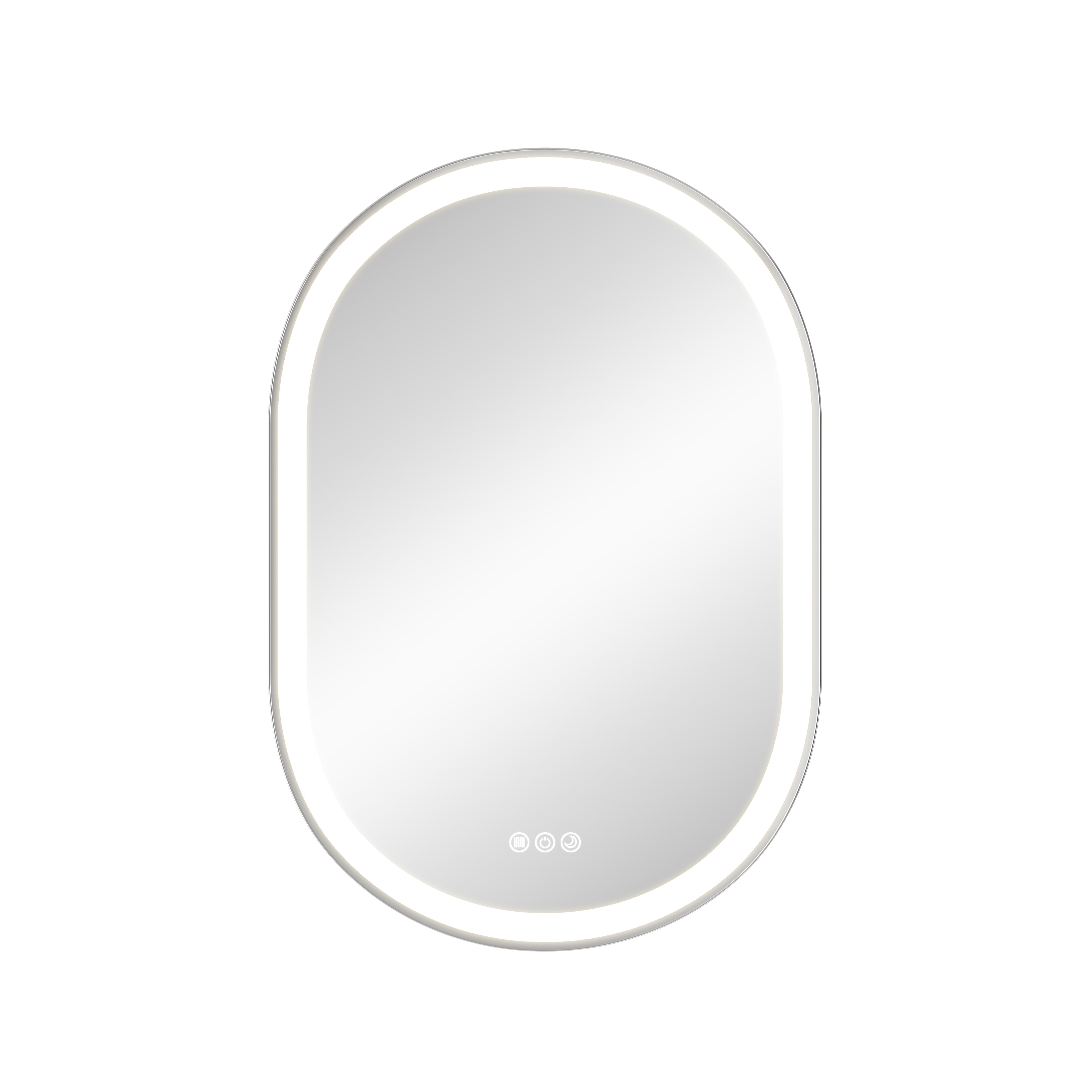 Round mirror with a white frame on a white background