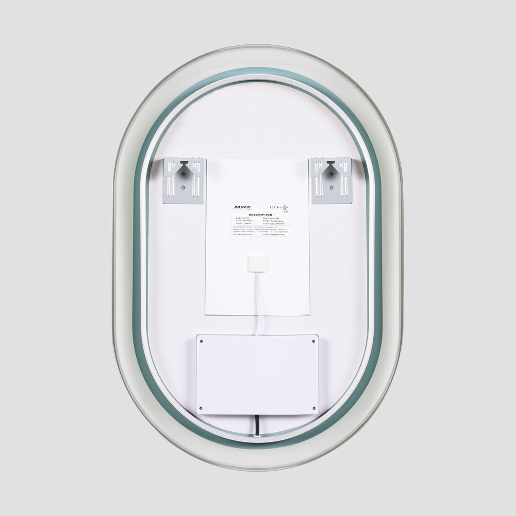 Elston 22" x 32" pill front lit LED mirror with Brushed Silver frame