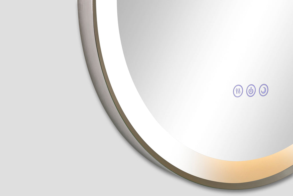 Elston 22" x 32" pill front lit LED mirror with Brushed Silver frame
