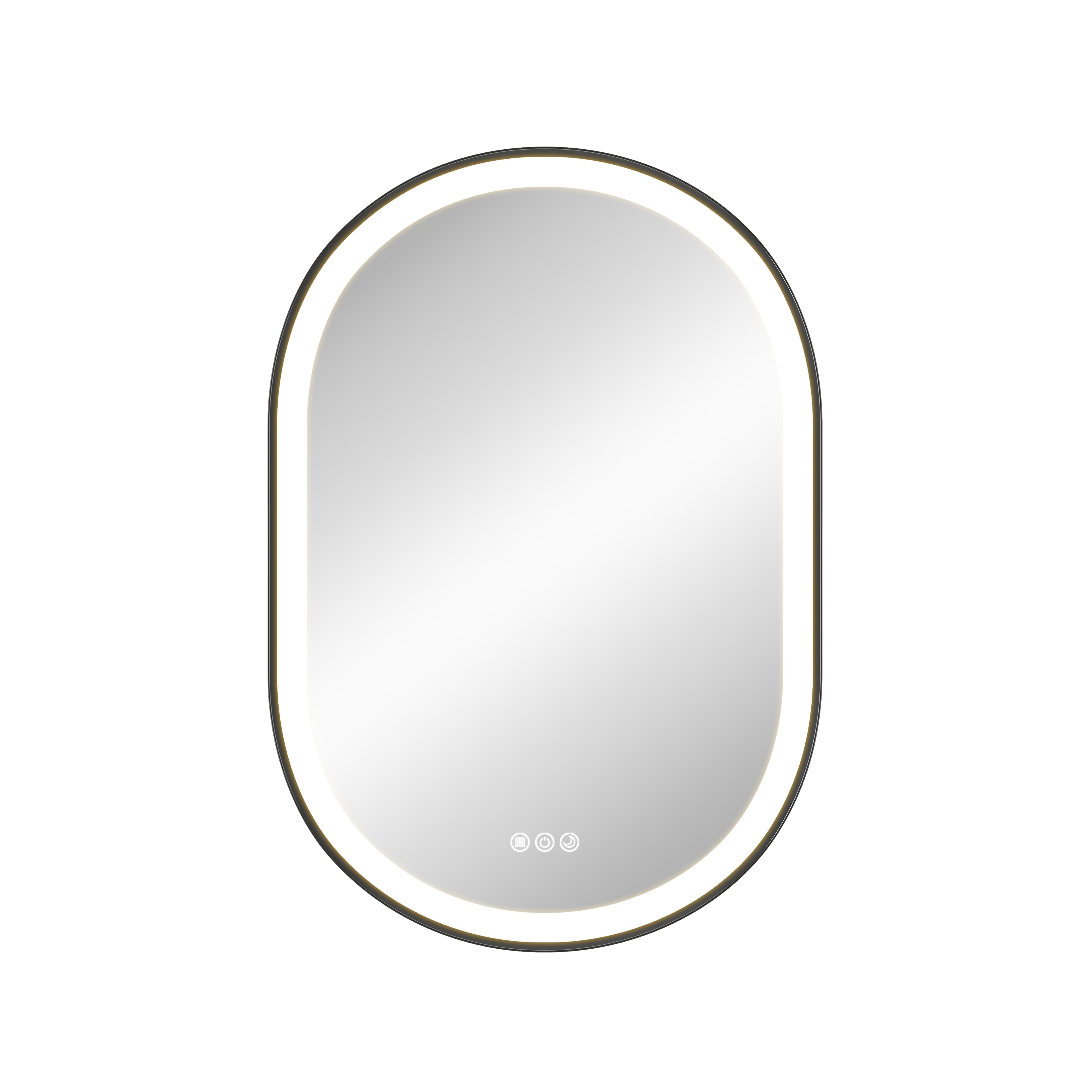 Rectangular mirror with a black frame on a white background
