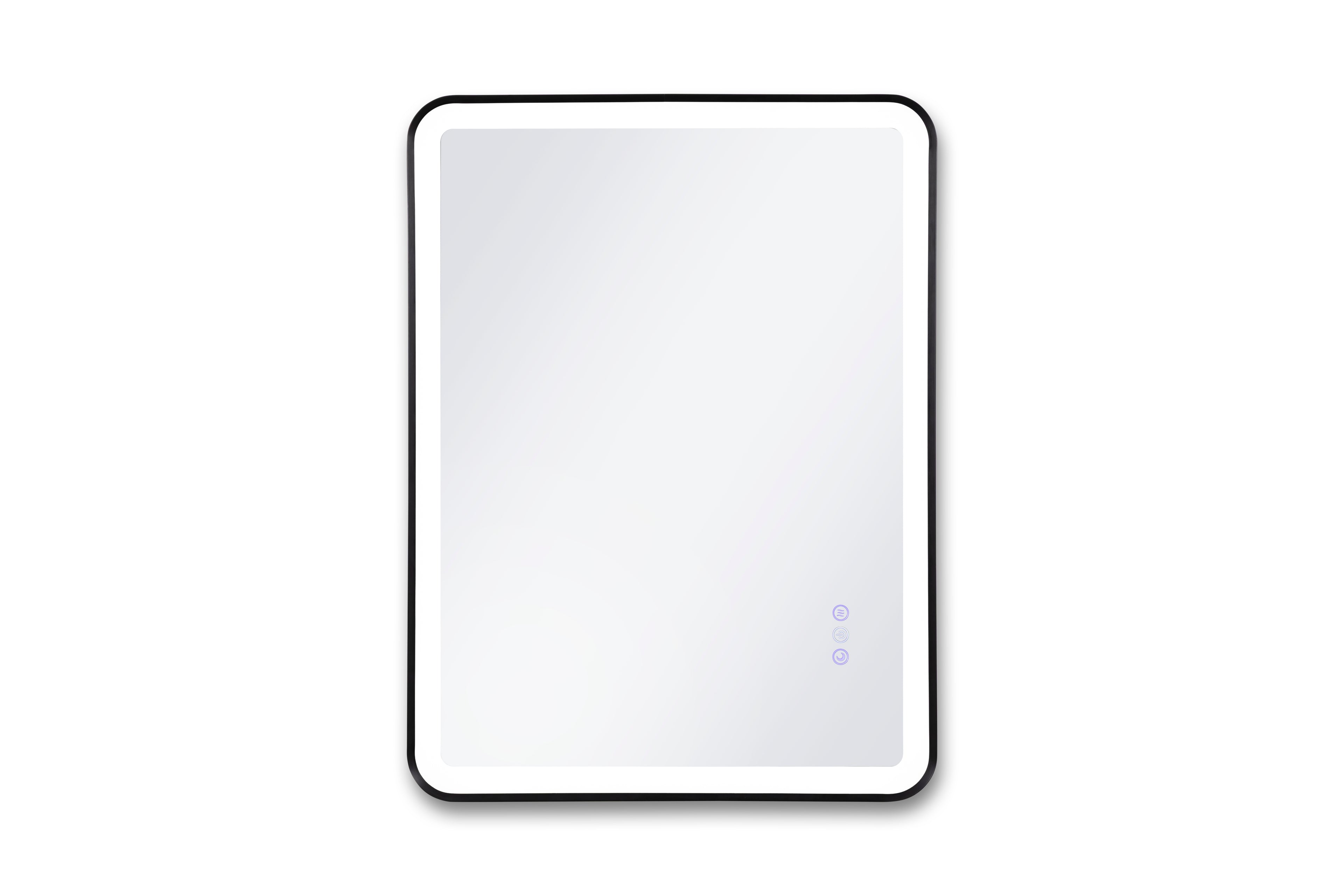 Rectangular mirror with black frame on a white background