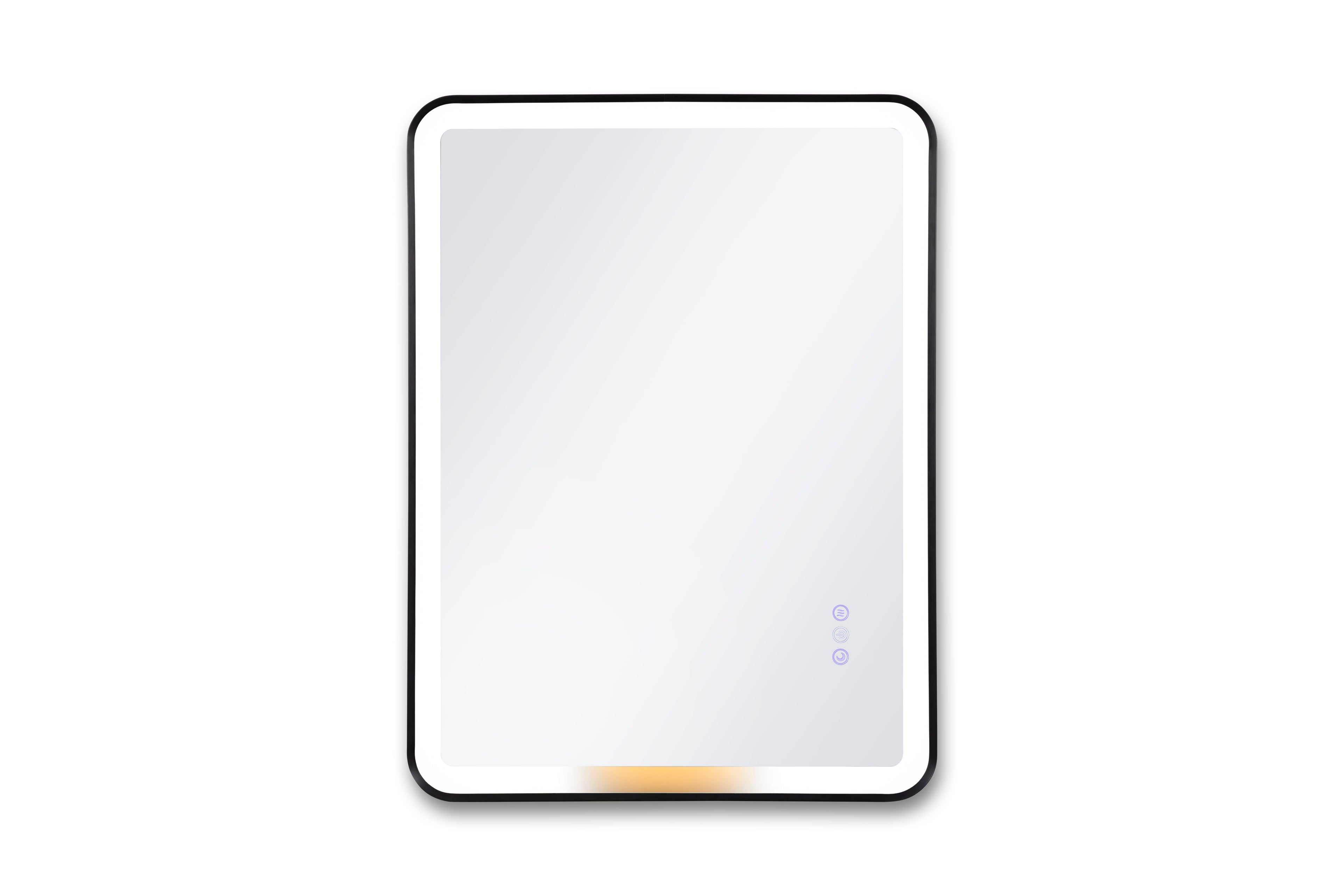 Smart mirror with black frame on a white background