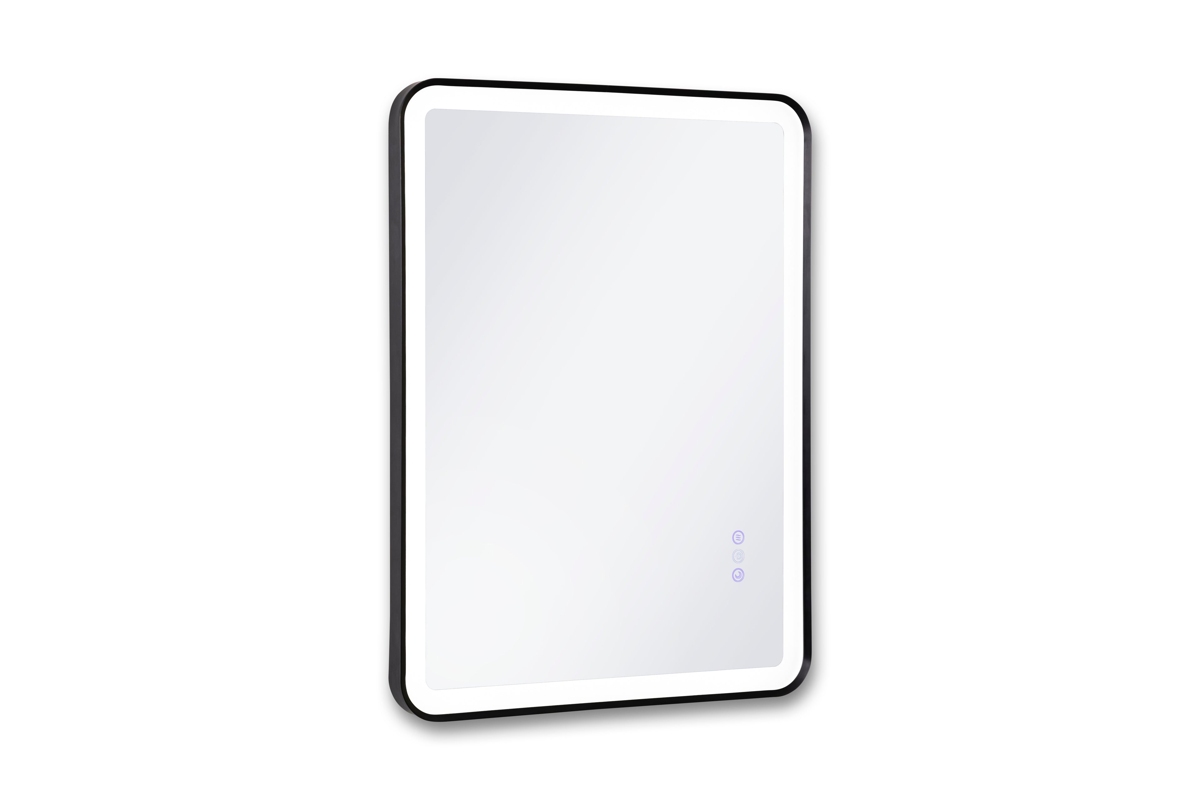 Rectangular mirror with black frame on a white background