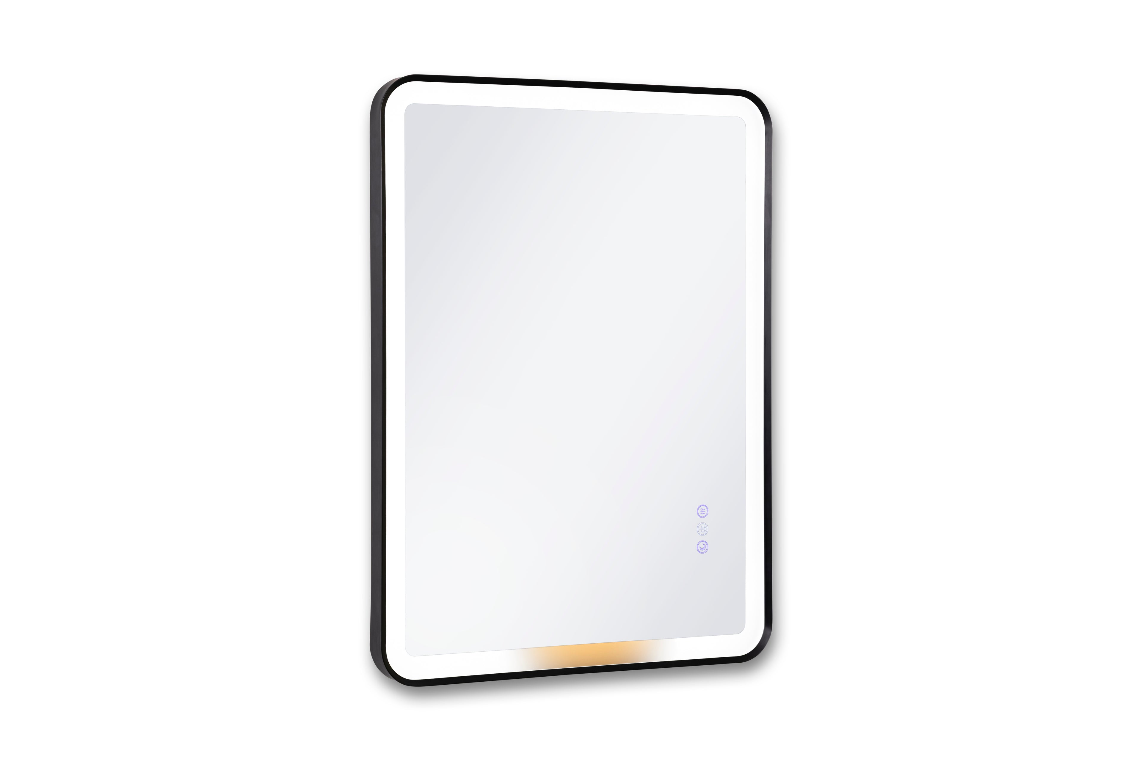Rectangular mirror with black frame on a white background