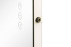 White electronic device with control buttons on a white background