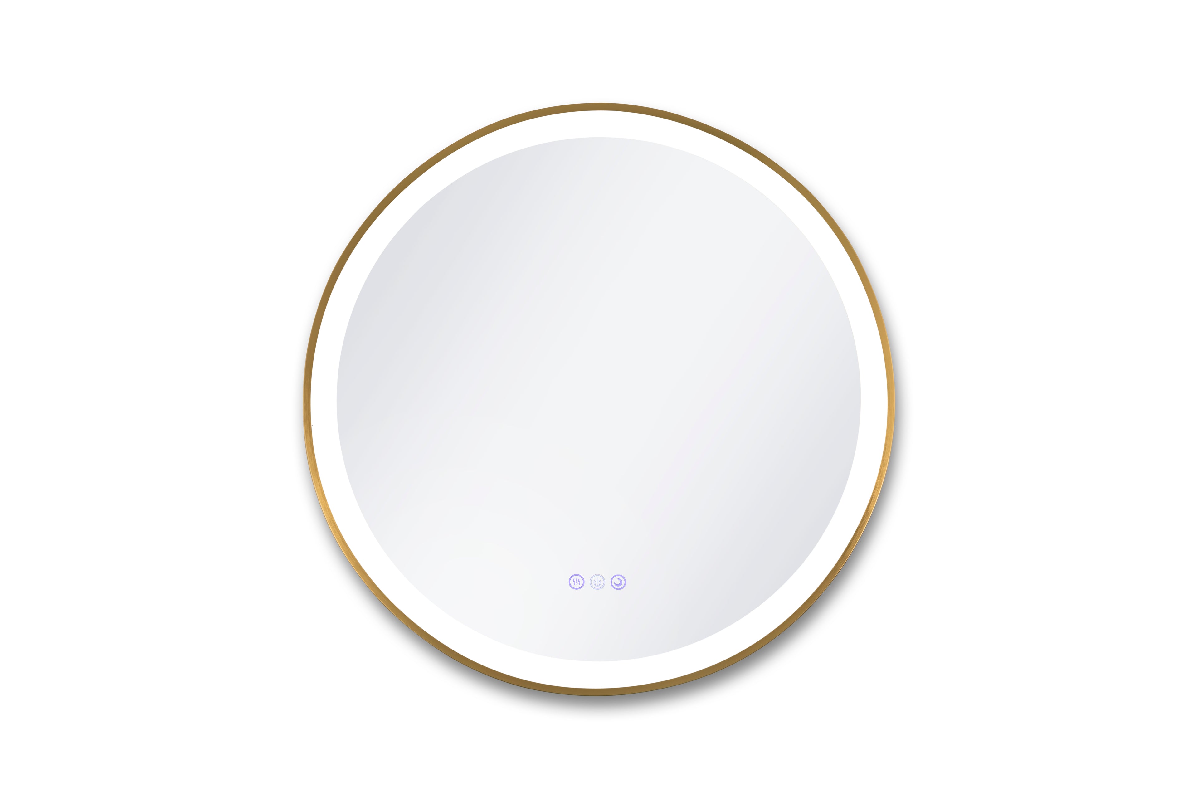 Round white device with gold rim on a white background