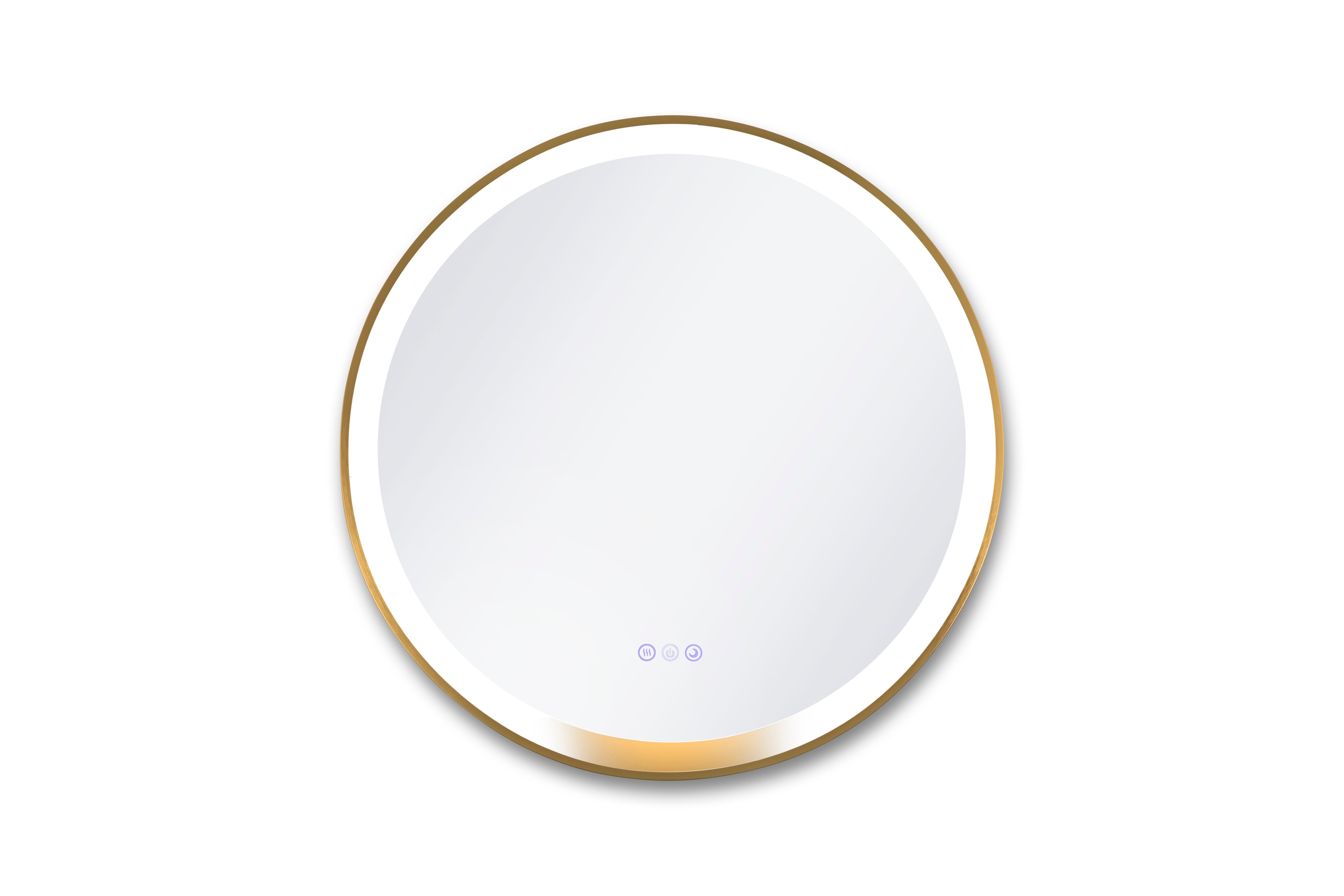 Round white device with gold rim on a white background
