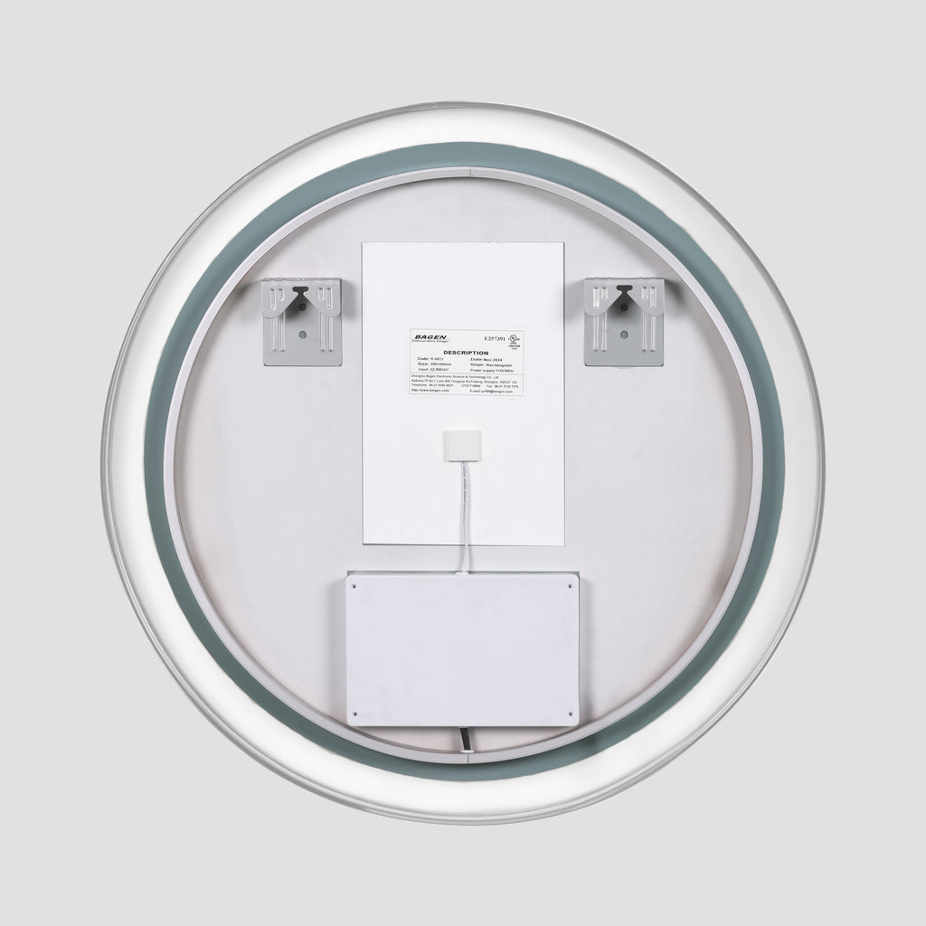 Elston 28" round front lit LED mirror with Brushed Silver frame