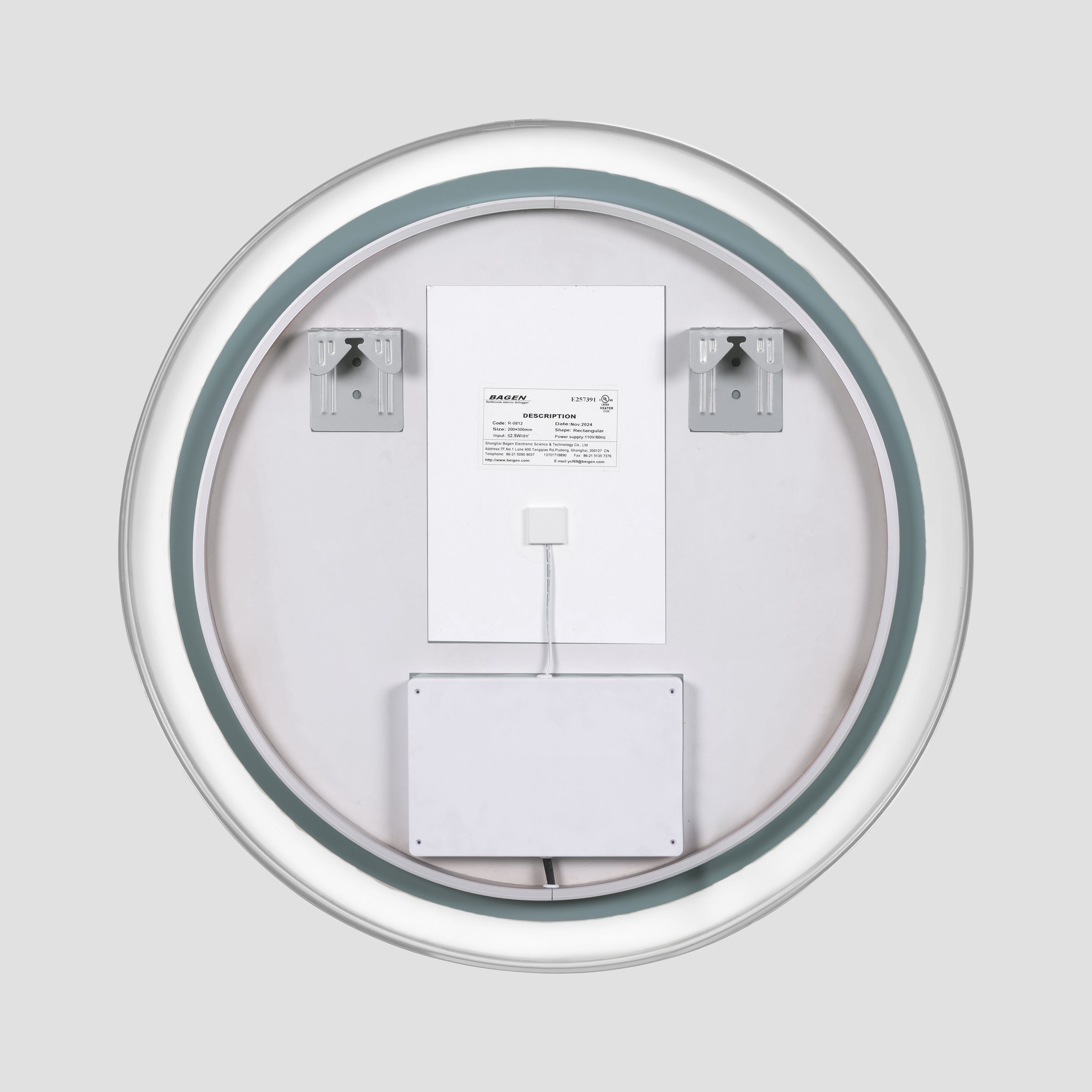 Elston 28" round front lit LED mirror with Brushed Silver frame