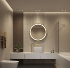 Elston 28" round front lit LED mirror with Brushed Gold frame