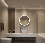 Elston 28" round front lit LED mirror with Brushed Silver frame
