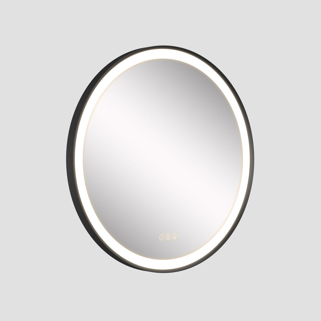 Elston 28" round front  lit LED mirror with Matte Black frame