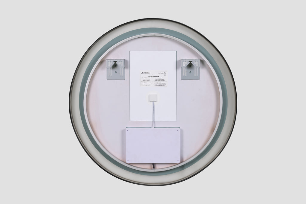 Elston 28" round front  lit LED mirror with Matte Black frame