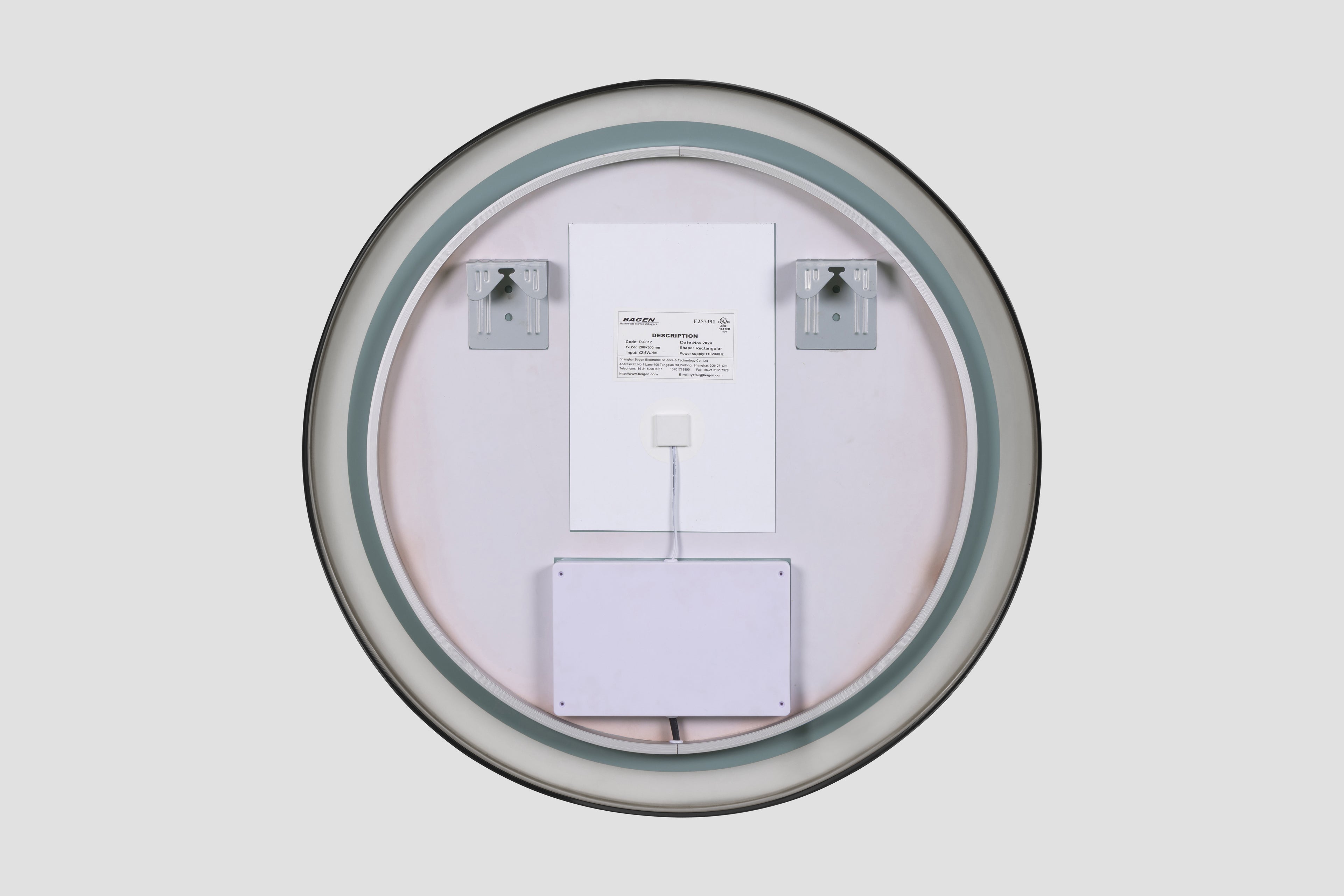 Elston 28" round front  lit LED mirror with Matte Black frame