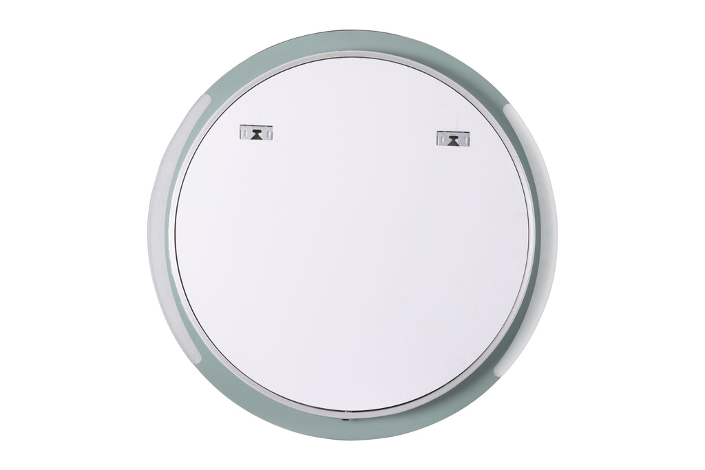Round electronic device with a white screen on a white background