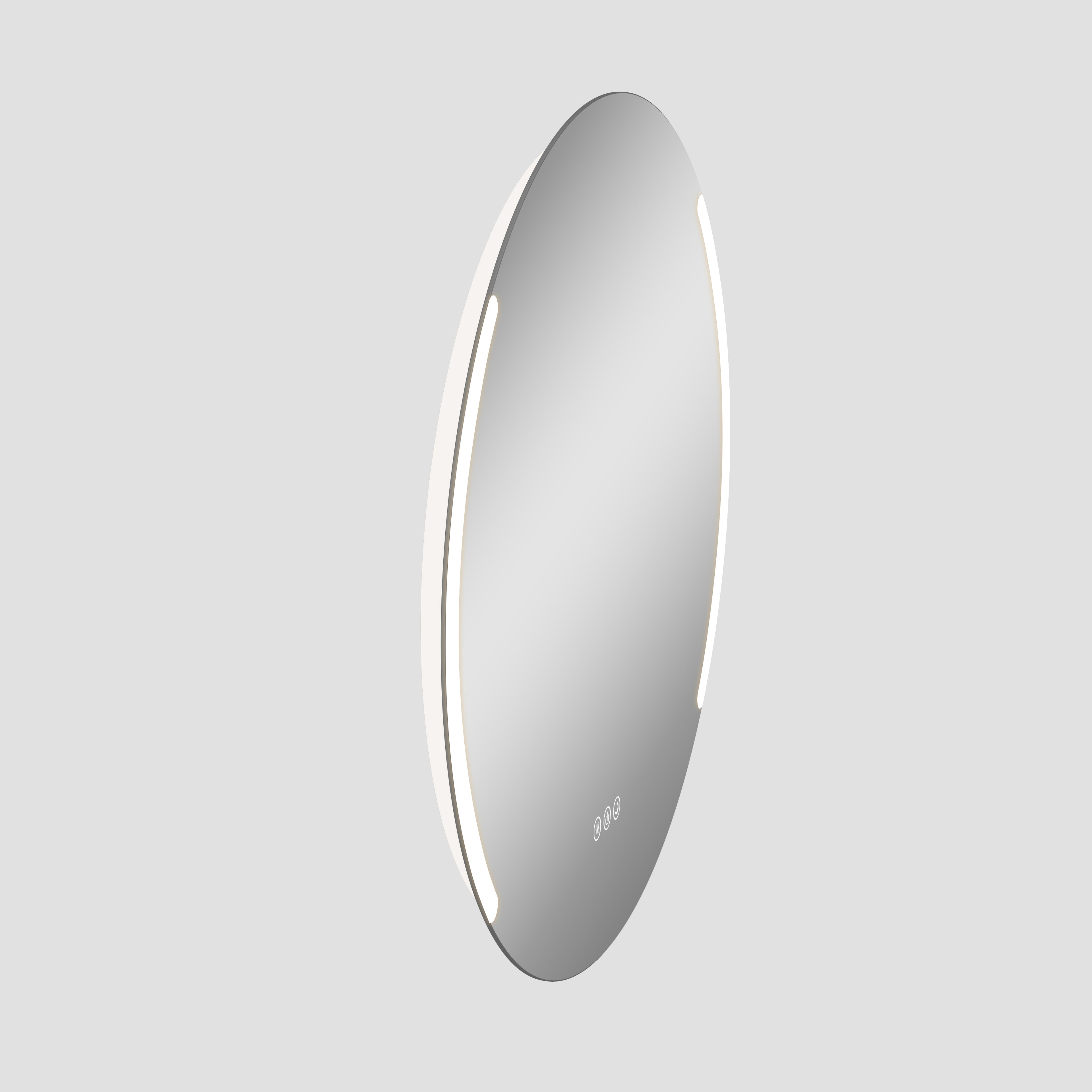 Round metallic object with 'Flos' branding on a light gray background