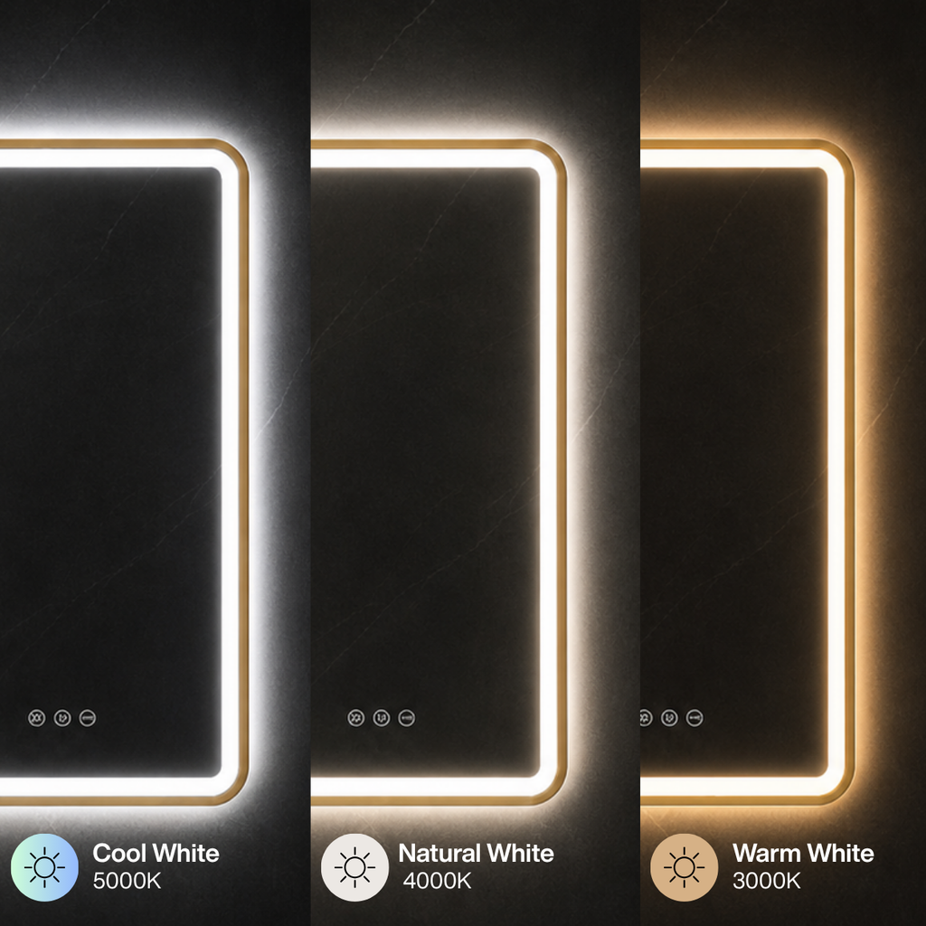 Elston 24"x 32" Rectangular Front Lit LED Mirror with Brushed Silver frame