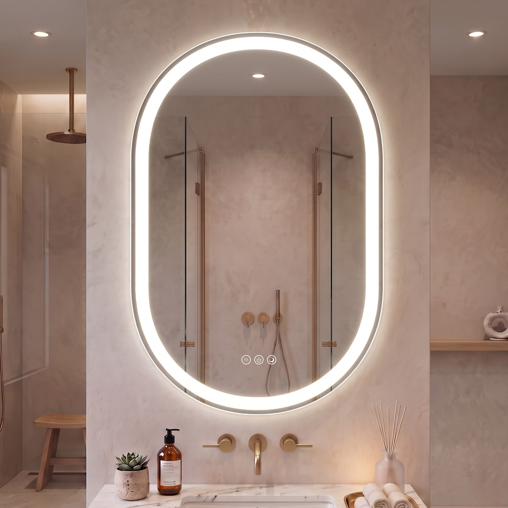 Lancer 22" x 32" pill front and back lit LED mirror with acrylic boarder