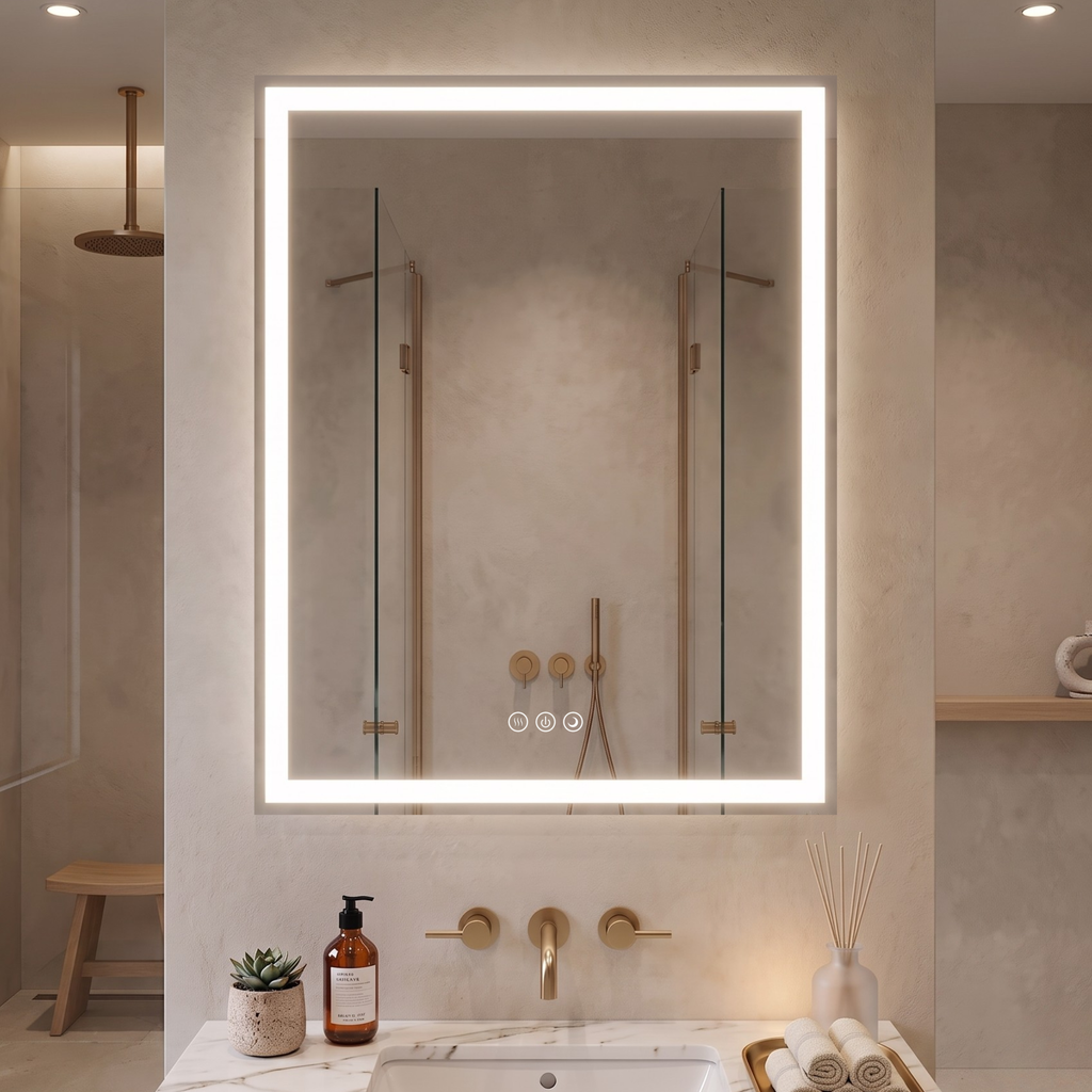 Lancer 24" x 32" rectangular front and back lit LED mirror with acrylic boarder