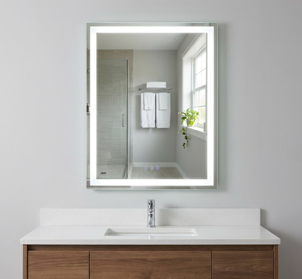 Lucia 24" x 32" rectangular front and back lit LED mirror with acrylic boarder