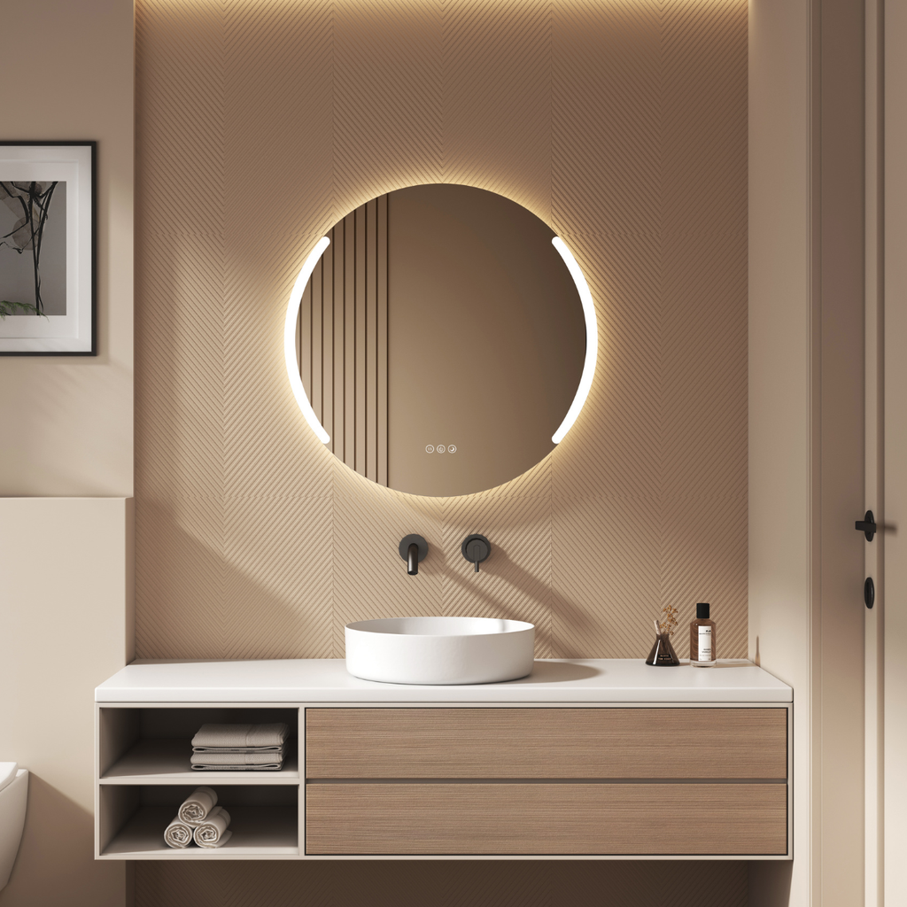 Astor 28" round front and back lit LED mirror with frosted glass