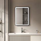 Elston 24"x 32" Rectangular Front Lit LED Mirror with Matte Black frame