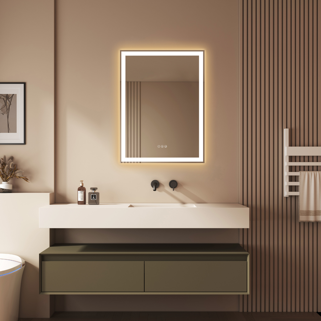 Lancer 24" x 32" rectangular front and back lit LED mirror with acrylic boarder