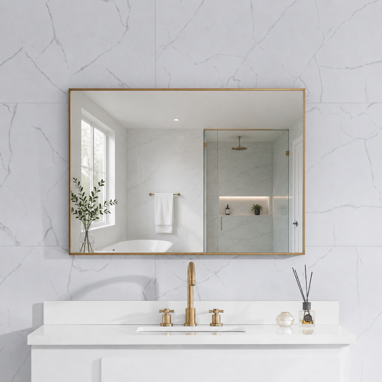 Sonoma 39 in. Bathroom Mirror with Stainless Steel Metal Frame