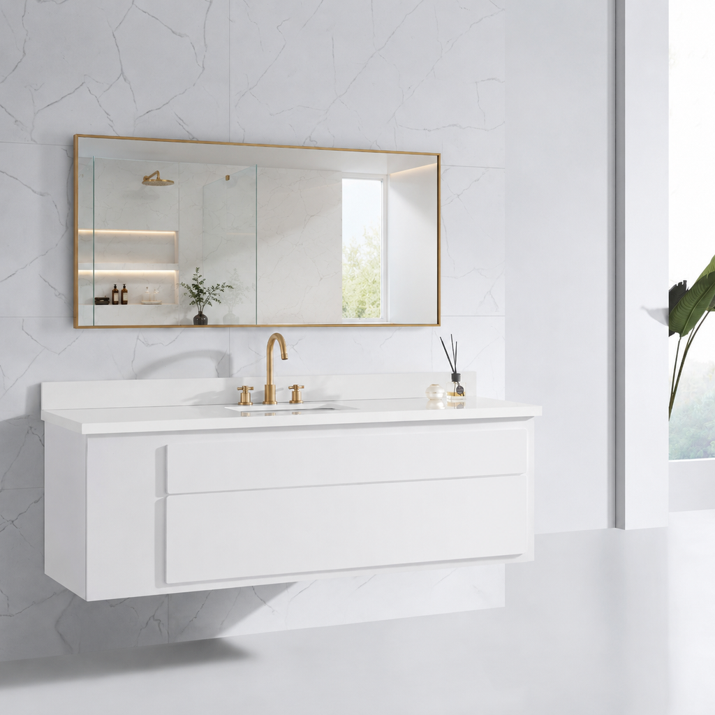 Sonoma 59 in. Bathroom Mirror with Stainless Steel Metal Frame