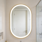 Ellie 22" x 32" pill front lit LED mirror with Brushed Gold frame